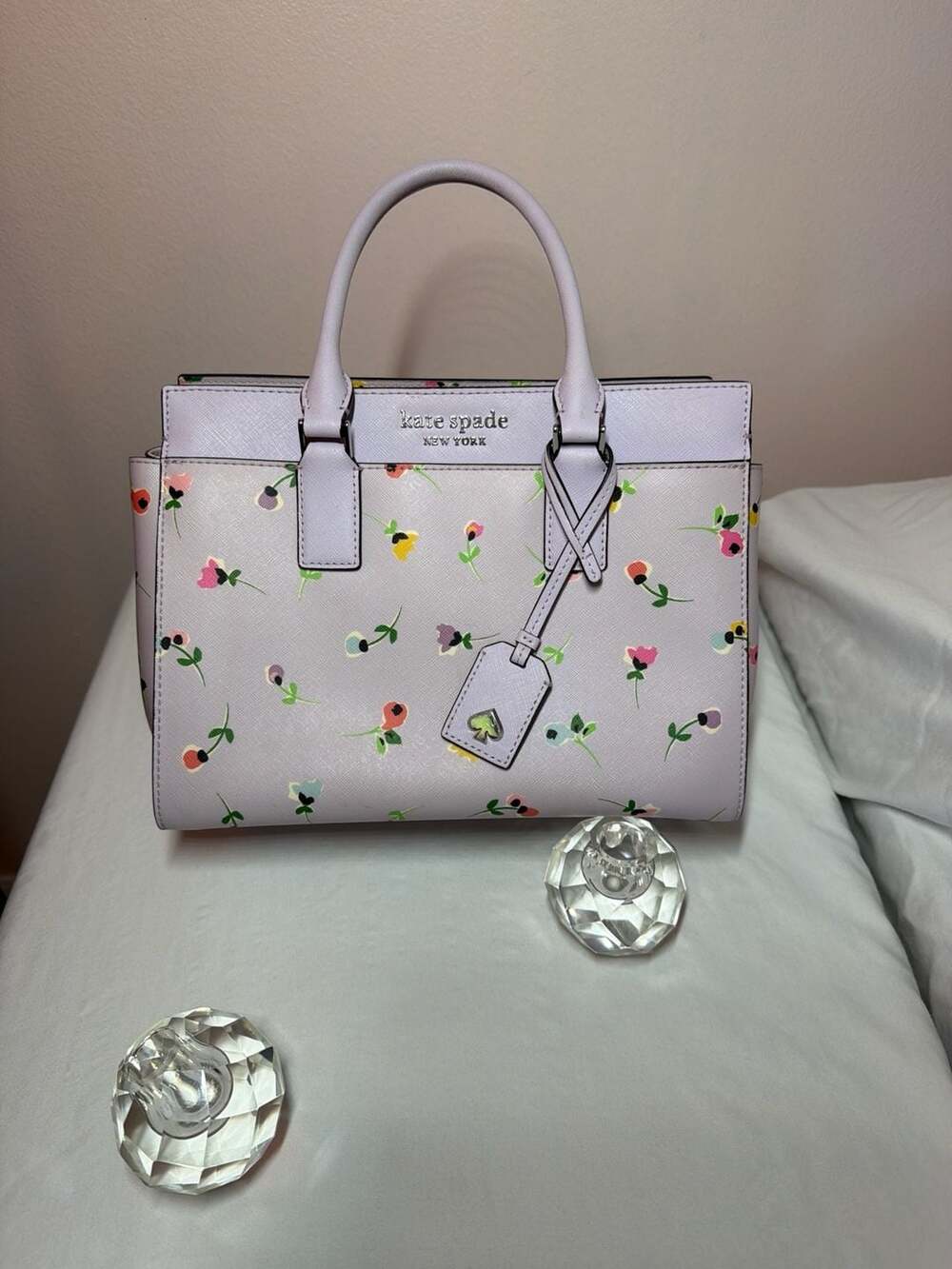Kate Spade Cameron Medium Satchel Lavender Dainty Bloom Floral Handbag